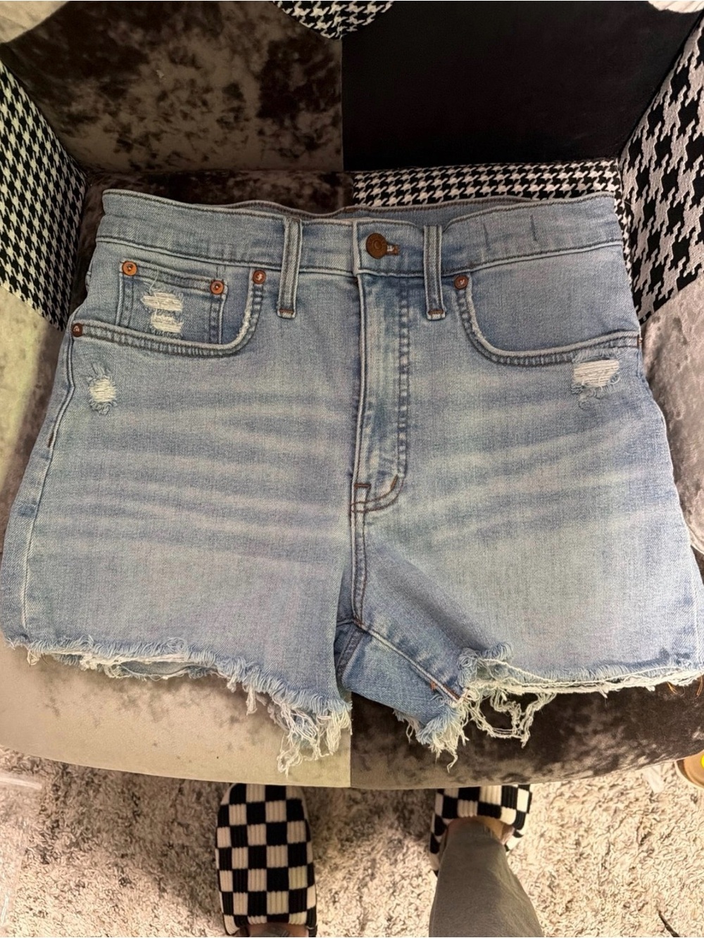 Madewell Light Blue Distressed Denim Cutoff Shorts